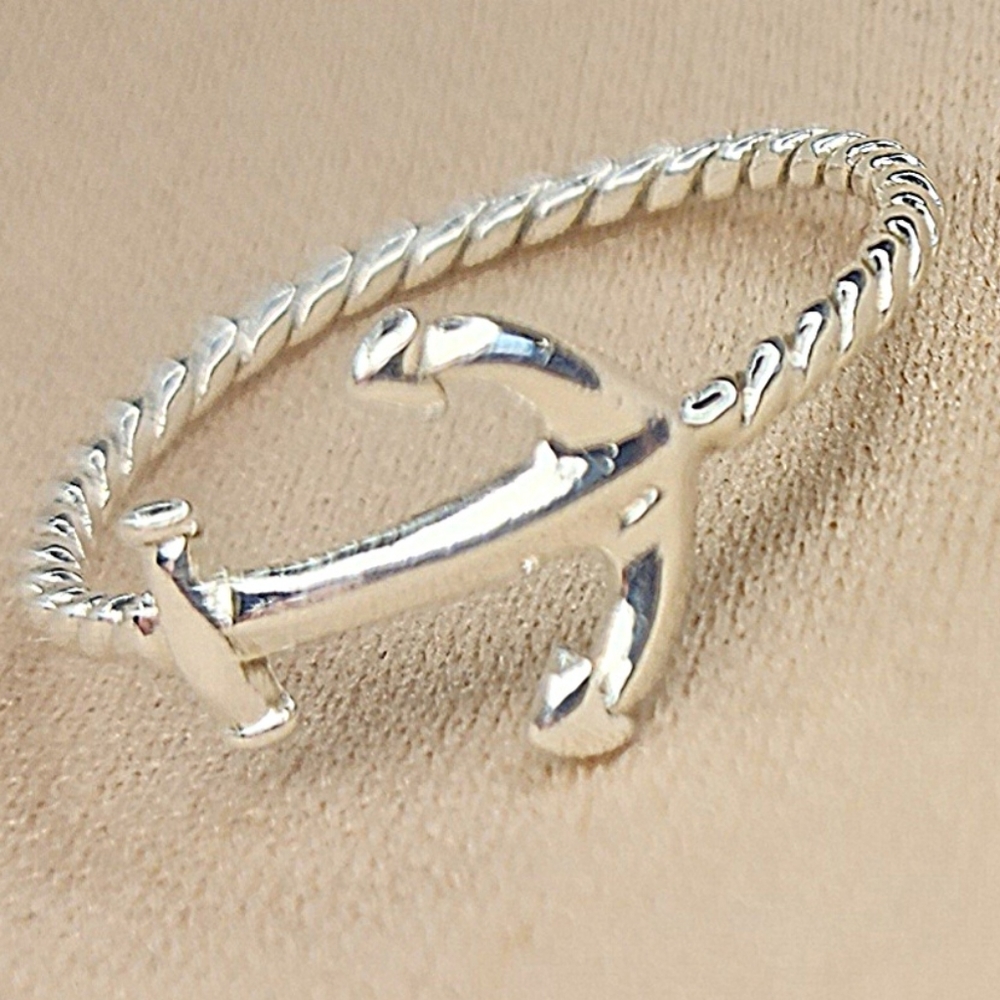 STERLING SILVER ROPE ANCHOR RING SIZE 8.5 - Picture 3 of 13